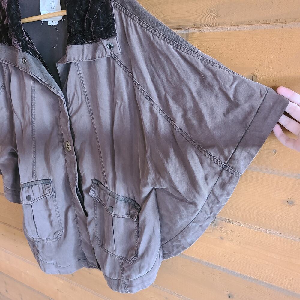 Anthropologie Todra Cape Coat NWOT Hei Hei Jacket Velvet Brown XS/S Oversized - Picture 4 of 5